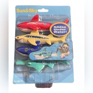 Shark Dive Rockets Glides Under Water Ages 3+ Swimming Toys Sun & Sky 4 Pack